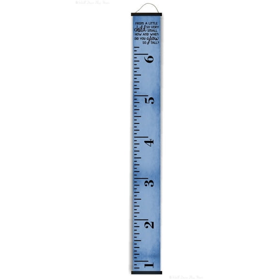 Grow So Tall Blue Canvas Growth Chart for Kids - Wall Tape Ruler with Height Chart for Kids - Unisex Kids Room Wall Décor Measuring Height Chart, Black Wood