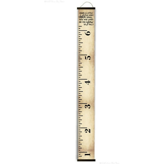 Grow So Tall Brown Canvas Growth Chart for Kids - Wall Tape Ruler with Height Chart for Kids - Unisex Kids Room Wall Décor Measuring Height Chart, Black Wood
