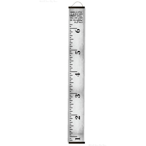 Grow So Tall Gray Canvas Growth Chart for Kids - Wall Tape Ruler with Height Chart for Kids - Unisex Kids Room Wall Décor Measuring Height Chart, Black Wood