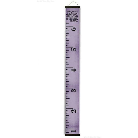 Grow So Tall Purple Canvas Growth Chart for Kids - Wall Tape Ruler with Height Chart for Kids - Unisex Kids Room Wall Décor Measuring Height Chart, Black Wood