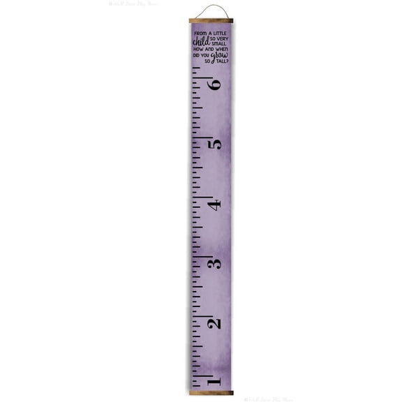 Grow So Tall Purple Canvas Growth Chart for Kids - Wall Tape Ruler with Height Chart for Kids - Unisex Kids Room Wall Décor Measuring Height Chart, Walnut Wood