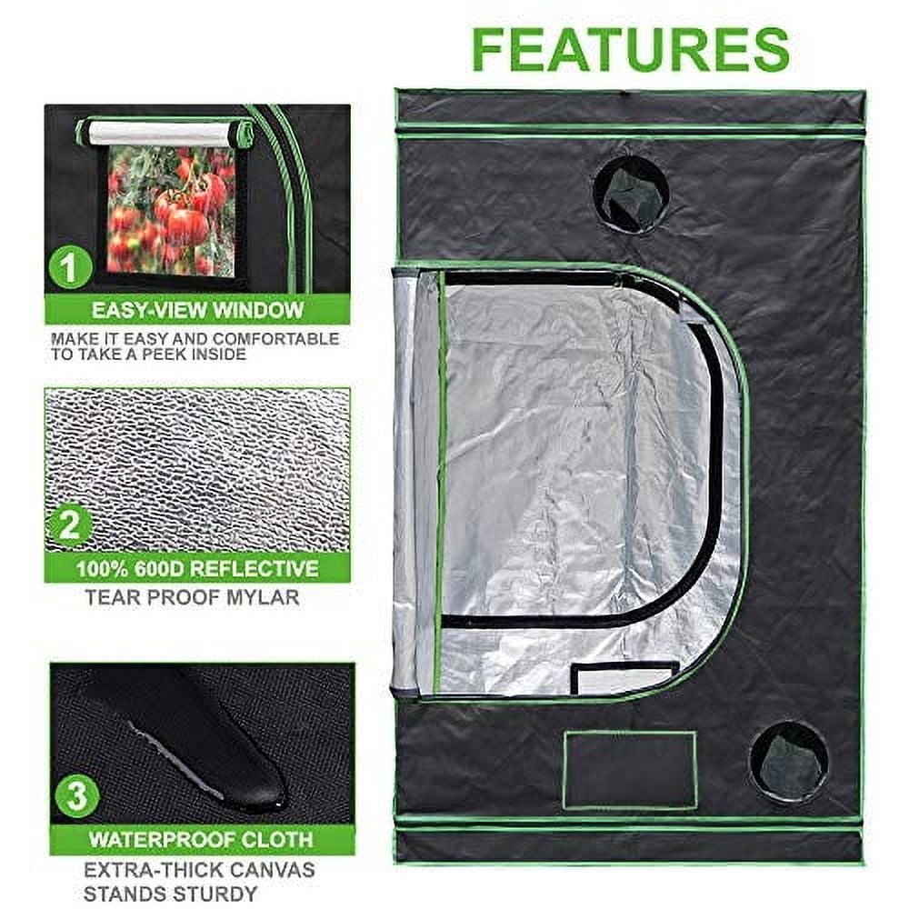 Grow Tent with Observation Window and Floor Tray, Mylar Membrane ...