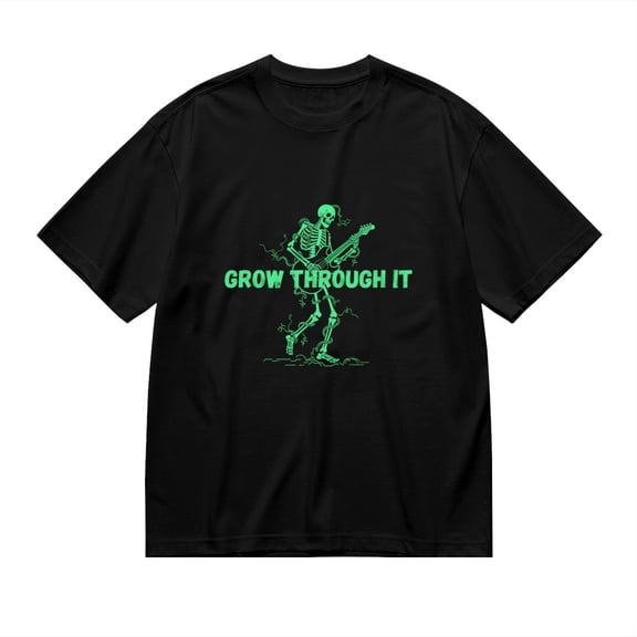 Grow Through It, Skeleton Guitar Print 2, Vintage T Shirt, Cotton T-Shirt for Men, 23554264,S