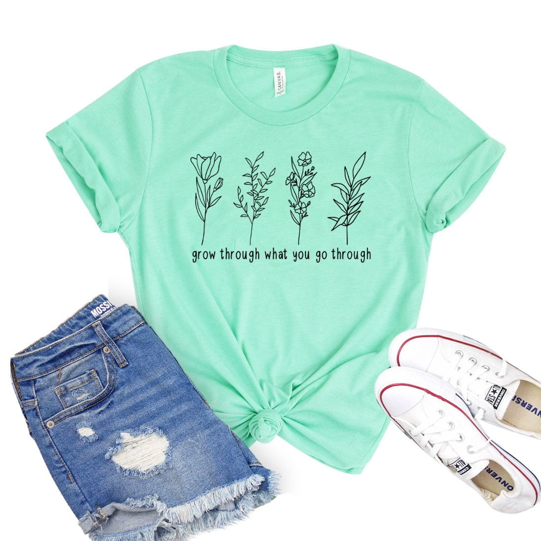 Womens Woman Positive Grow Through What You Go Through T Shirt Womens Woman Positive Grow Through What You Go Through T Shirt