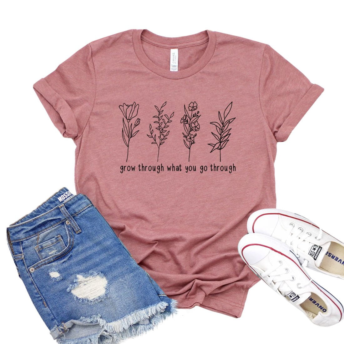 Womens Woman Positive Grow Through What You Go Through T Shirt Womens Woman Positive Grow Through What You Go Through T Shirt