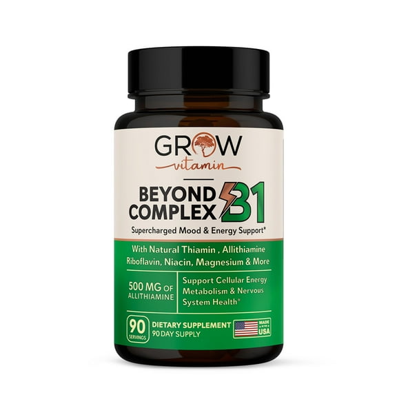 Grow Vitamin Beyond B1 Complex Natural Vitamin B1 + with B Complex Blend - Allithiamine Vitamin B1, 90 Capsules