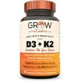thumbnail image 1 of Grow Vitamin D3 K2 w/MCT Oil - 10,000 IU D3, 100 mcg K2 MK7, Calcium, Zinc, BioPerine, Magnesium for Superior Absorption - 60 Capsules, 1 of 8