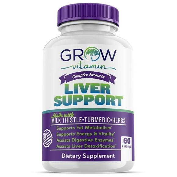 Grow Vitamin Liver Cleanse Detox & Repair Formula - Herbal Liver Support Supplement with Milk Thistle Dandelion Root Turmeric and Artichoke Extract for Liver Health