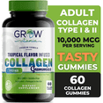 thumbnail image 1 of Grow Vitamin Gummy Collagen Supplement for Youthful Skin Joints Hair Nails Bones, Type I & III, 60 Gummies, 1 of 6