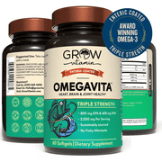 Grow Vitamin OmegaVita Fish Oil Capsules 800mg EPA 600mg DHA Lemon Flavored 30 Count