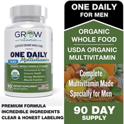 Grow Vitamin One Daily Multivitamin for Men with Antioxidant Bioactive Nutrition, Non-GMO, 90 Capsules