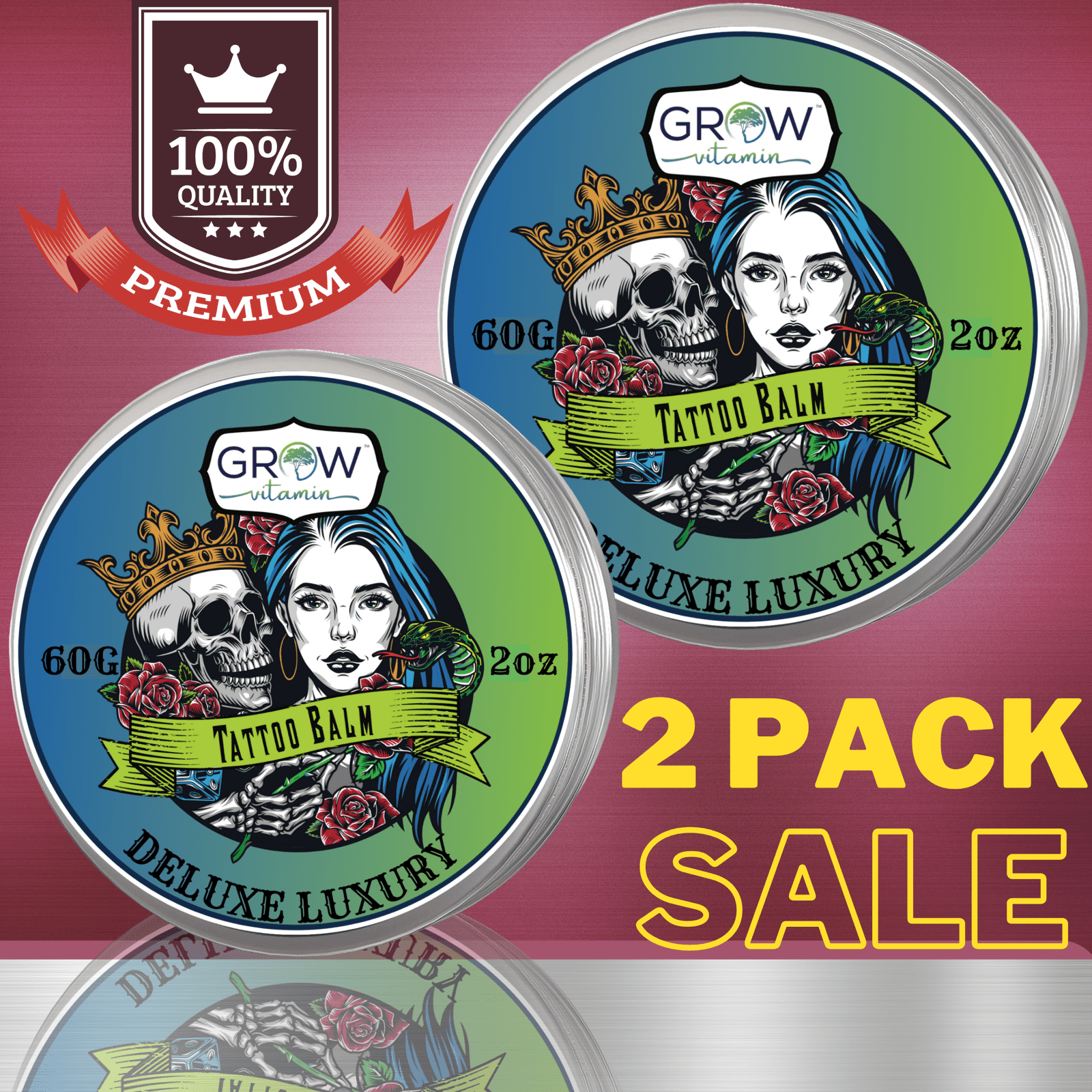 Grow Vitamin Tattoo Care Balm for Before, During & Post Tattoo Safe