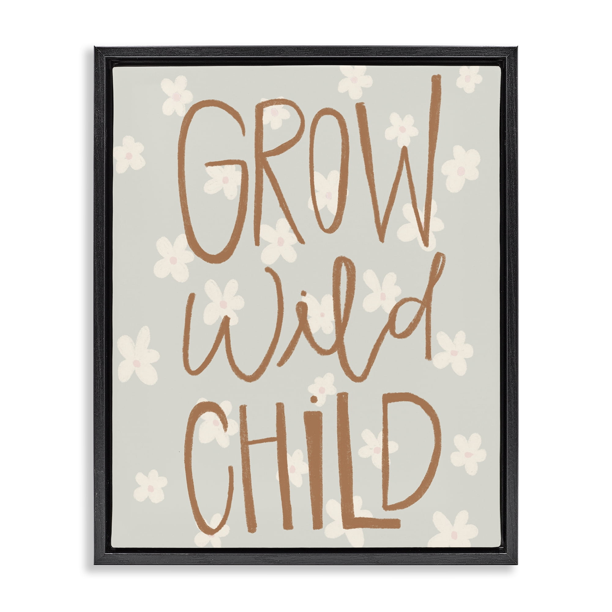 Grow Wild Child Flowers Black Framed Floater Canvas Wall Art, design by Katie Griggs