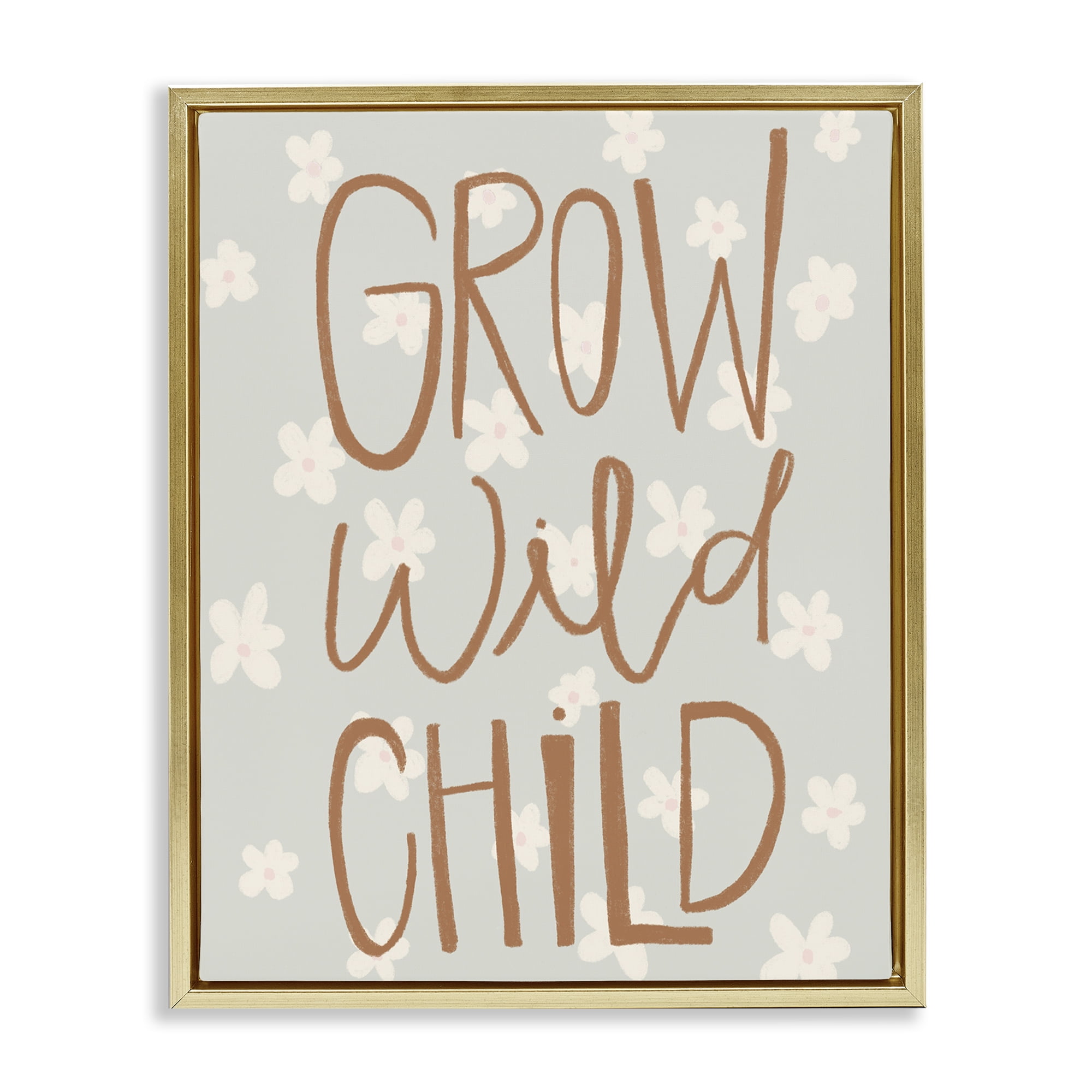 Grow Wild Child Flowers Gold Framed Floater Canvas Wall Art, design by Katie Griggs