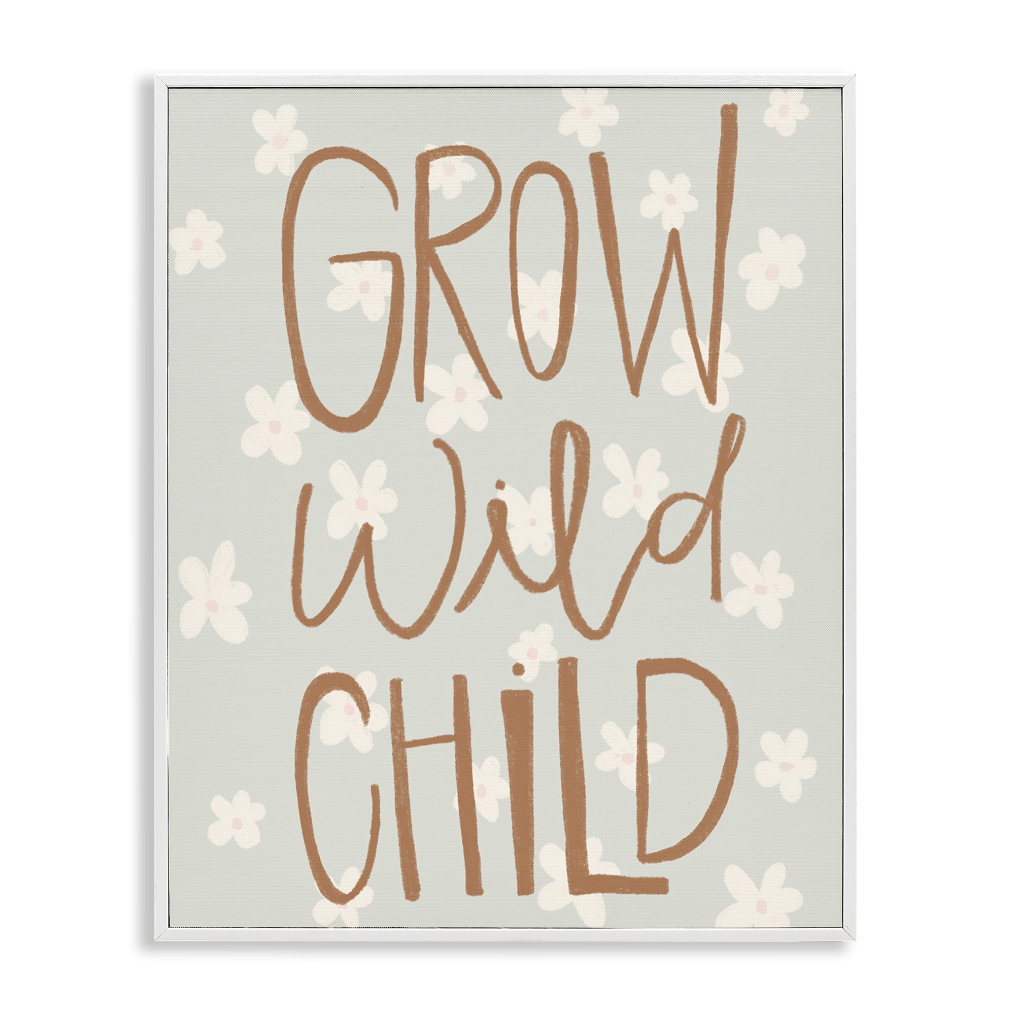 Grow Wild Child Flowers White Framed Giclee Art, design by Katie Griggs