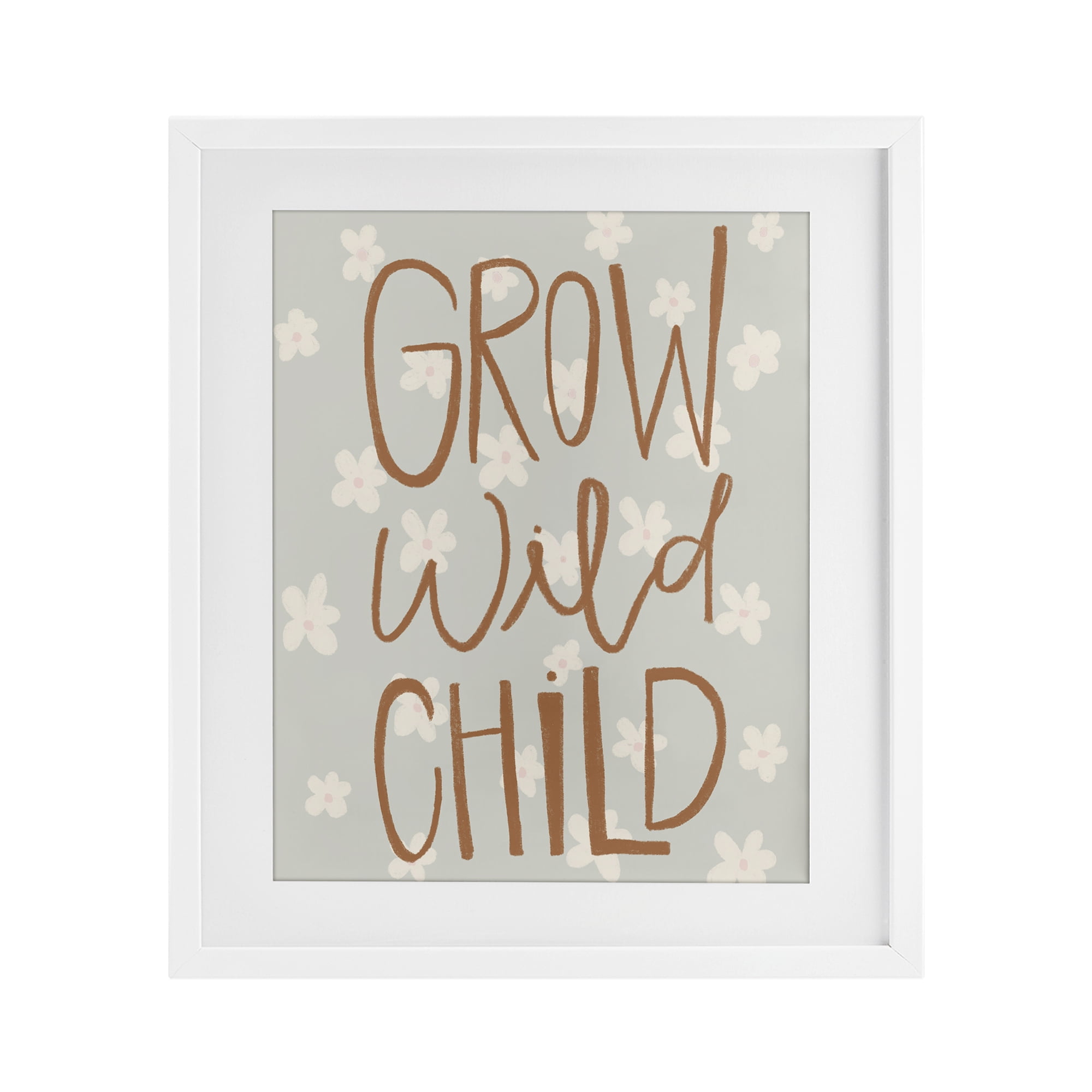 Grow Wild Child Flowers White Framed Print Under Glass, design by Katie Griggs