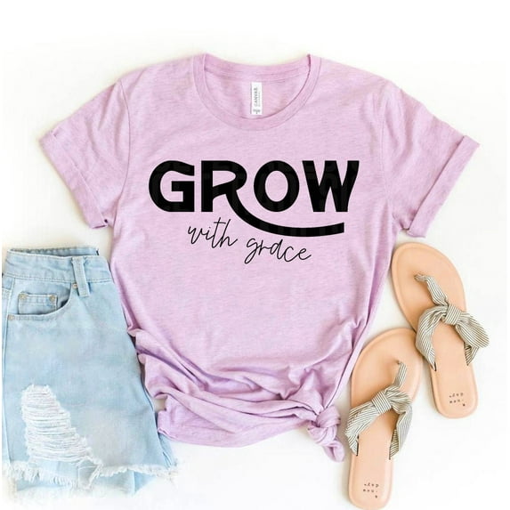 Grow With Grace T-shirt Worship Shirt Women's Prayer Top Catholic Gift Bible Tshirt Jesus Shirts Church Tee