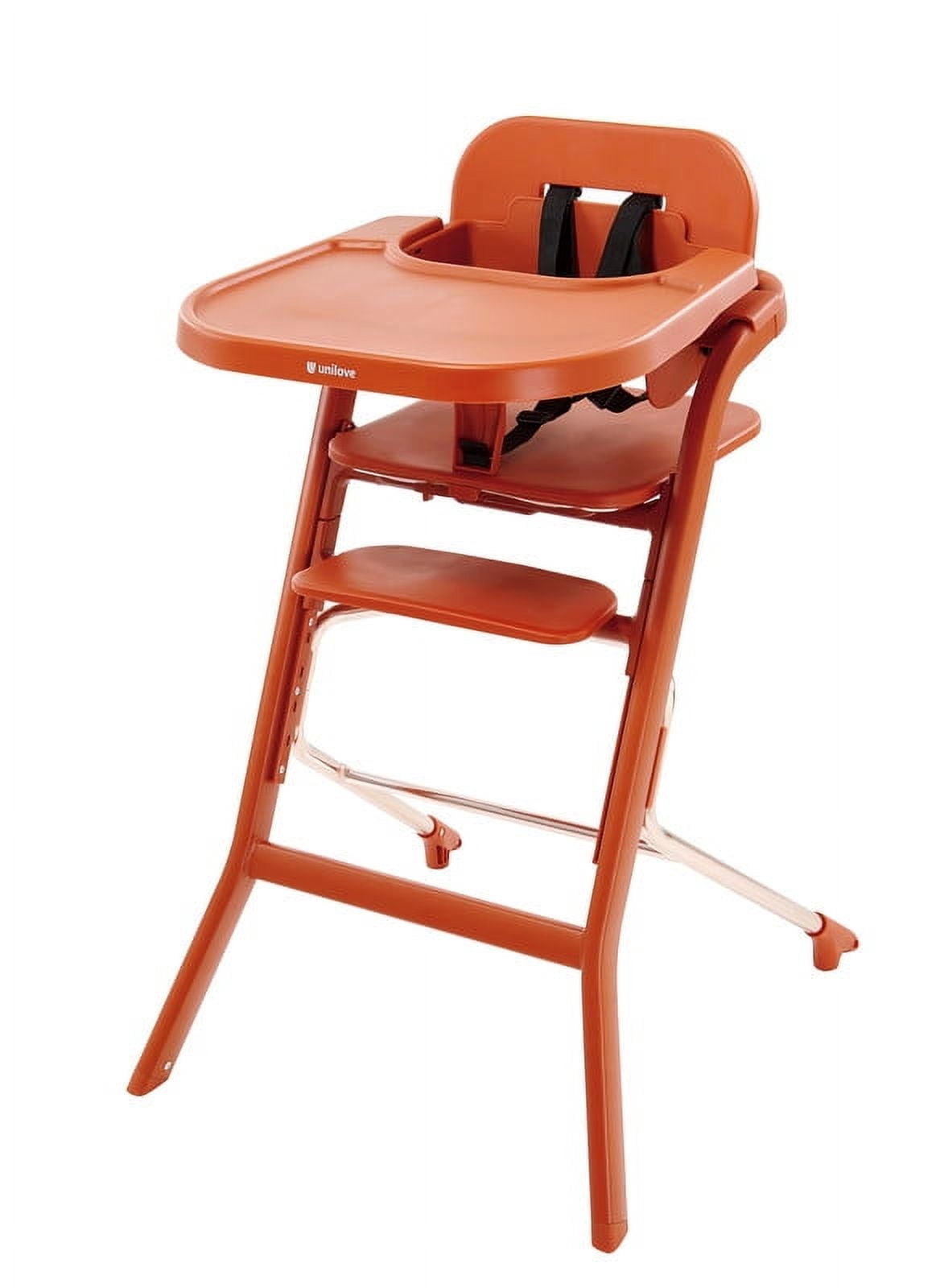 Unilove Grow With Me 2-in-1 Baby High Chair – Adjustable Toddler Chair with Baby Set, Removable Harness, One-Hand Seat & Footrest Adjustment - Pumkin Orange