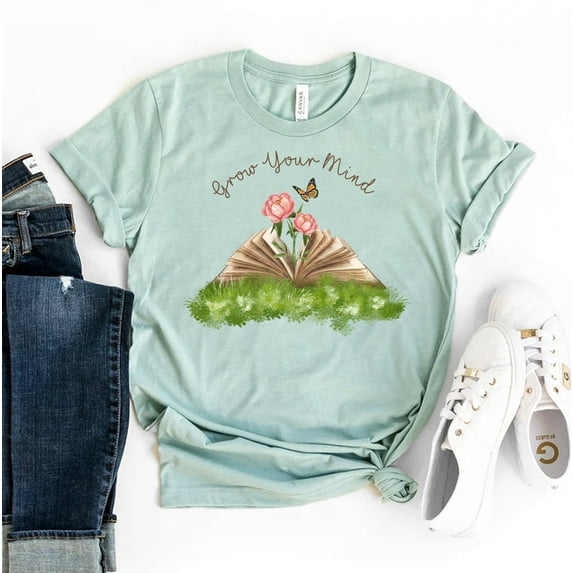 Grow Your Mind T-shirt Mental Health Shirt Wildflower Top Positive Gift Women Rights Shirts Pro Choice Tee Kindness Tops Reading