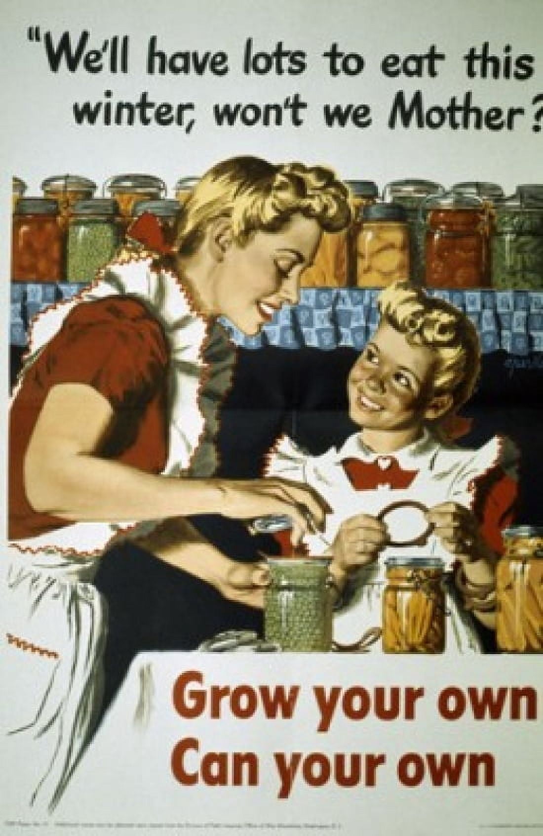 Grow Your Own Can Your Own World War II Artist Unknown Poster Canvas Art -  (18 x 24)