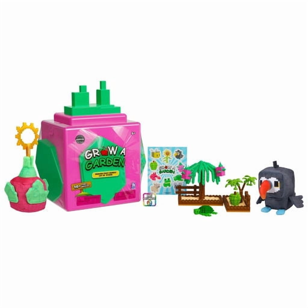 Grow a Garden Dragon Fruit Collector Bundle – 12" Coin Bank, Plush, Figures, Sticker Sheet, Includes DLC