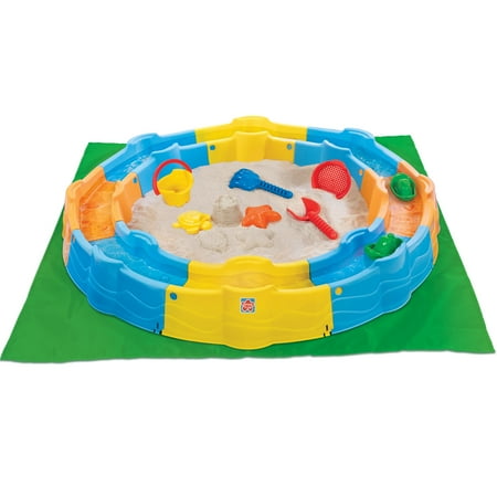 Grow'n Up Build N Play Sandbox, 8 Accessories, Fabric Cover, Age 1.5-3 Years, assembled diameter 36'', brick height 4.8''