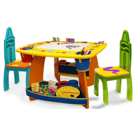 Grow'n Up Crayola Kids Wooden Multi-Color Activity Table and Chair Set for Ages 3 to 8