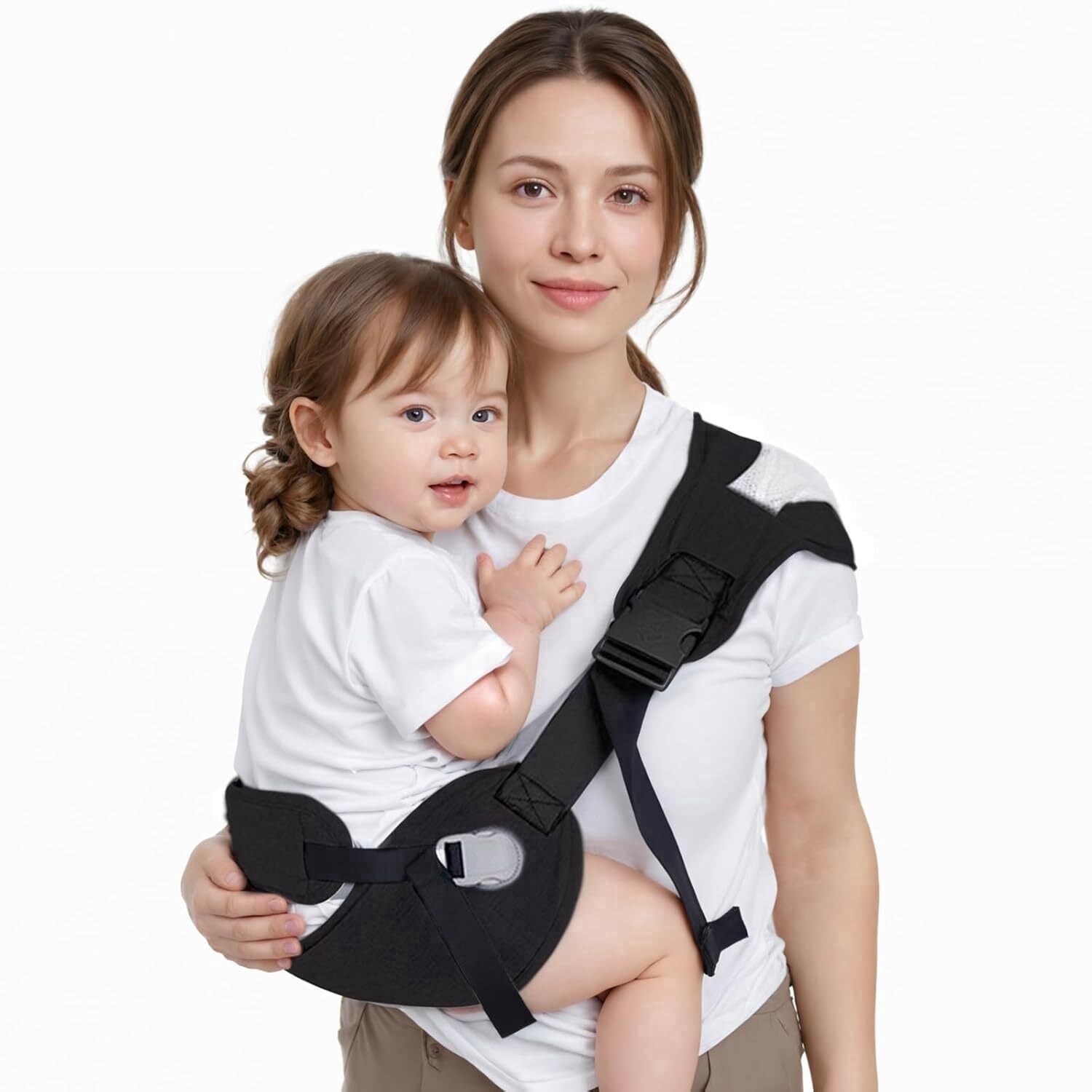 Gilysido Grow and Go All-in-One Breathable Hip Seat Baby Carriers for Toddler, 3-Position, Black, 11x7.87x1.18