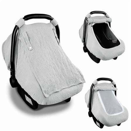 GrowAlong Car Seat Cover，Soft and Breathable Protection for Infants，Unisex  Gray