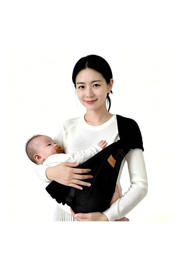 adjustable hands-free baby sling carrier, ergonomically designed, suitable for newborns to toddlers aged 0-4, Black