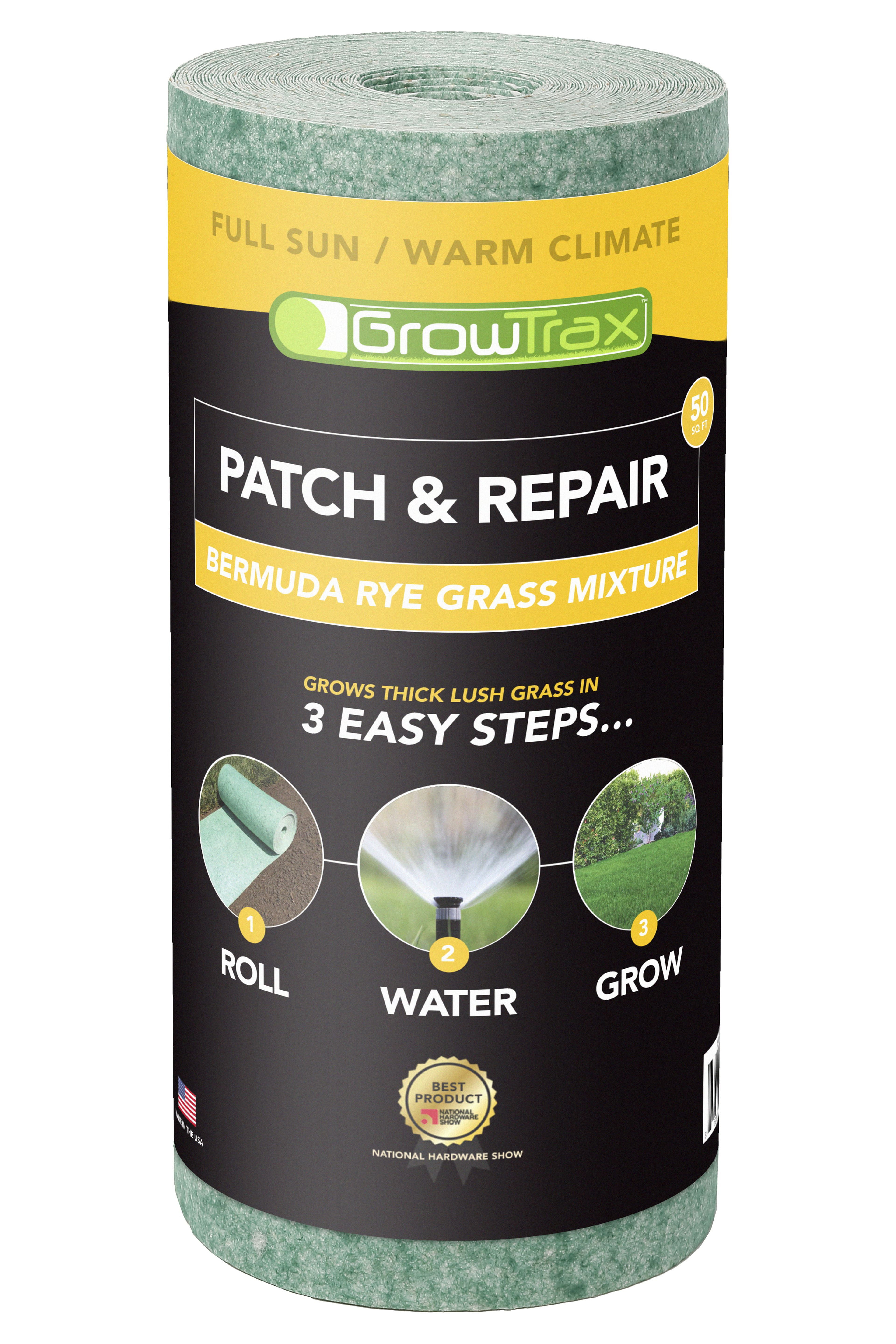 GROTRAX GrowTrax 50-ft. x 1-ft. Full Sun Bermuda Rye Mixture Grass Seed, Fertilizer, & Mulch Blanket, 2.04 lbs.