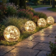 COWIN 4 Pack 3.9 Solar Globe Lights Outdoor Waterproof,30 LED Cracked Glass Globe Solar Power Ground Lights,Solar Orbs Outside-Outdoor Decorations Patio & Yard Lawn Backyard DecorWarm White