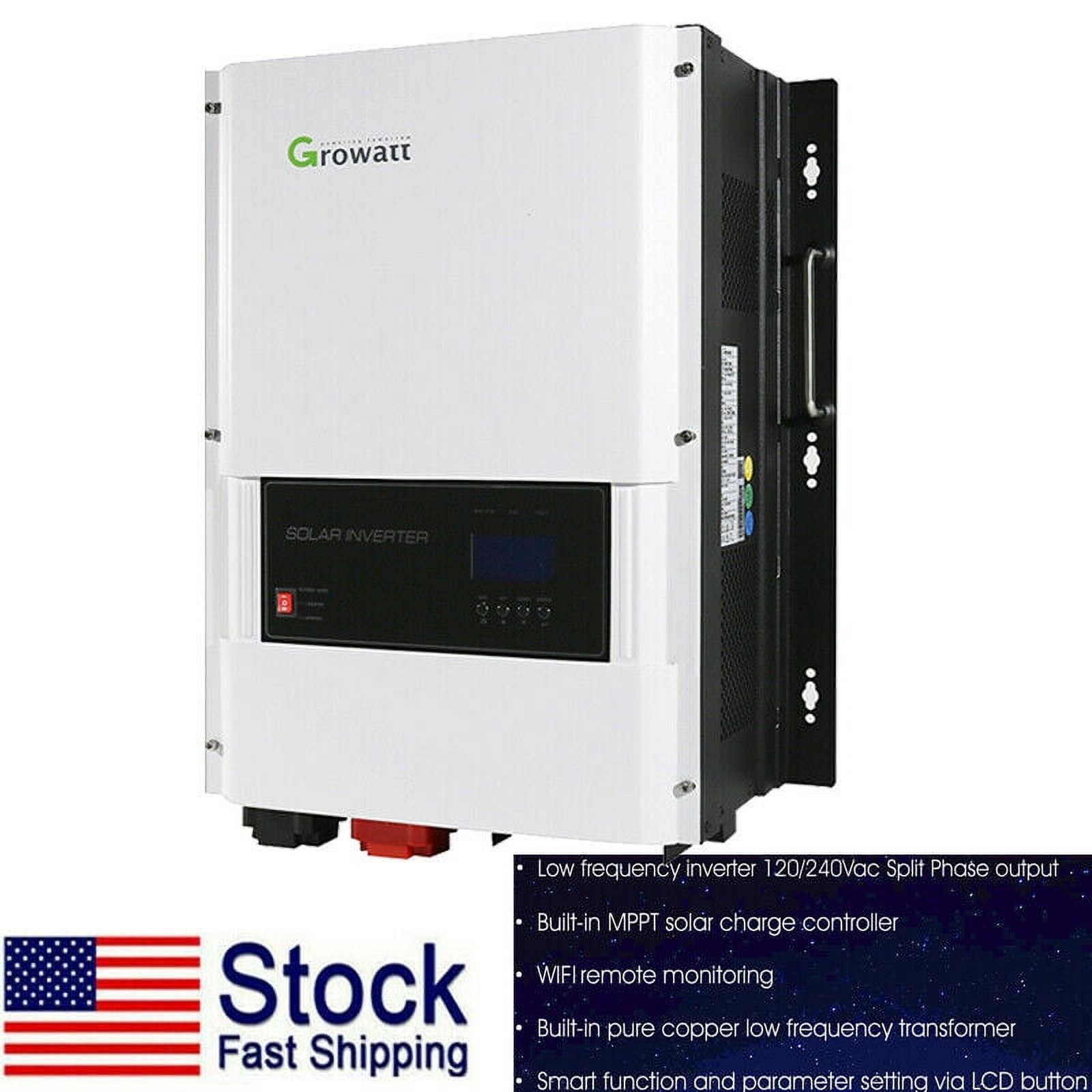 Growatt 6kW 120/240V Split Phase Solar Inverter Builtin 80A MPPT Solar Charge WIFI remote