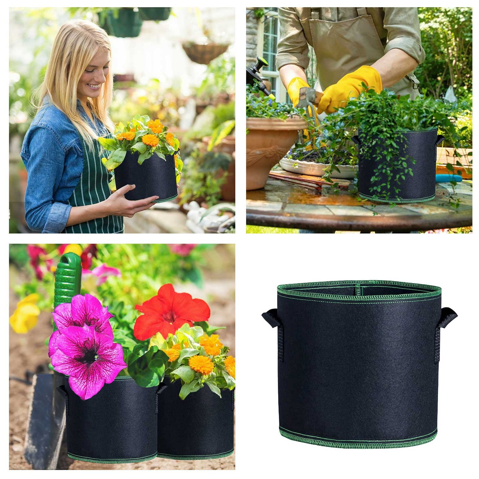 Growbag Growbag Grow 25cm Diameter 22cm High Belt Handle Black Green