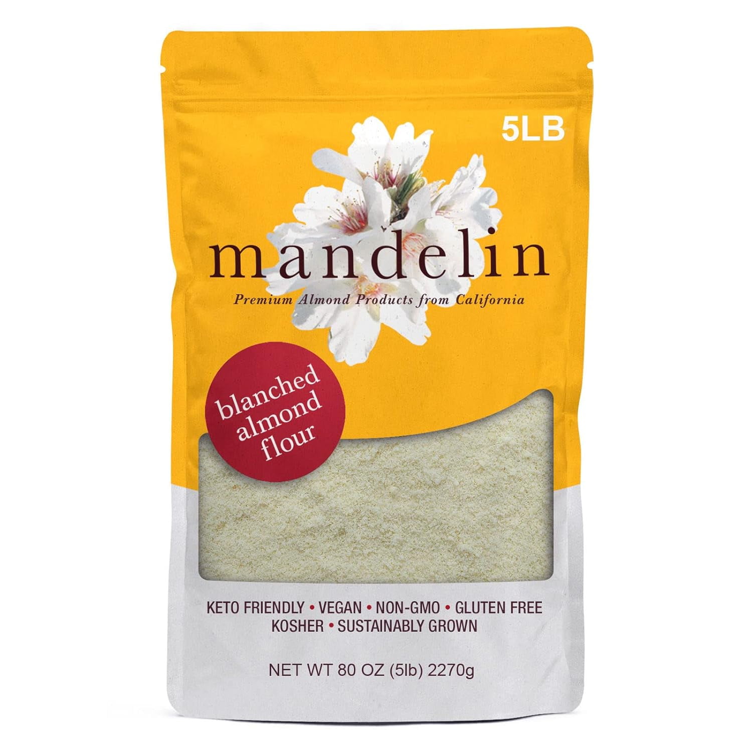 Grower Direct Pure Blanched Almond Flour (5 lb), NonGMO, Gluten Free