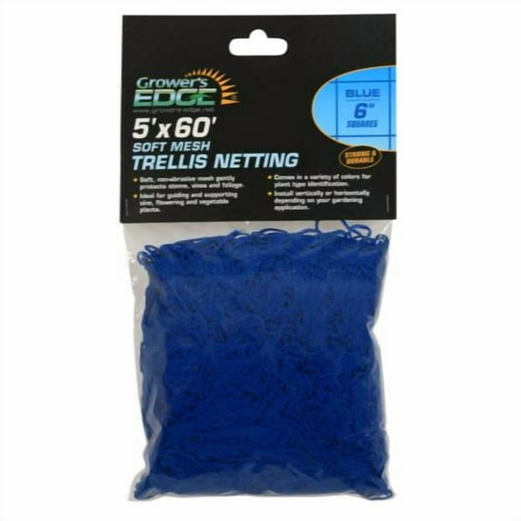 Grower's Edge Soft Mesh Trellis Netting 5 ft x 60 ft w/ 6 in Squares - Blue