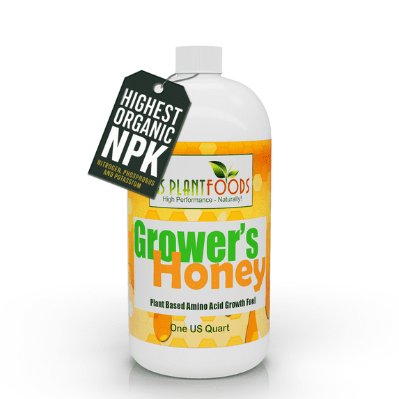 Grower's Honey Plant Based Amino Acid Plant Growth Fuel for Huge vegetative Growth, Bigger Flowers, Jumbo Fruits and Vegetables 1 Gallon Concentrate