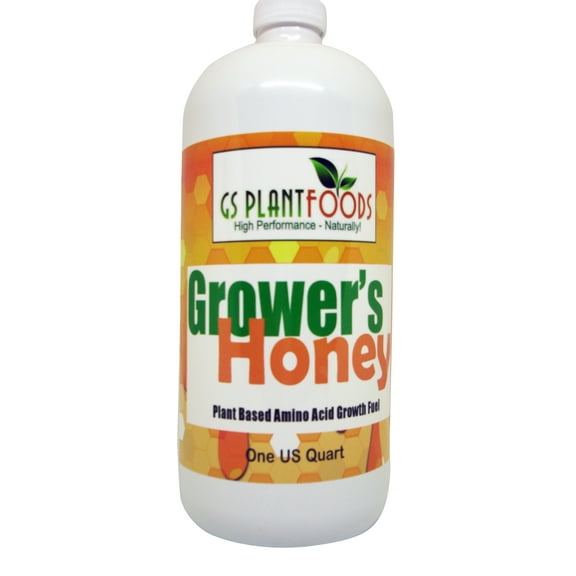 Grower's Honey Plant Based Amino Acid Plant Growth Fuel for Huge vegetative Growth, Bigger Flowers, Jumbo Fruits and Vegetables 1 Quart Concentrate