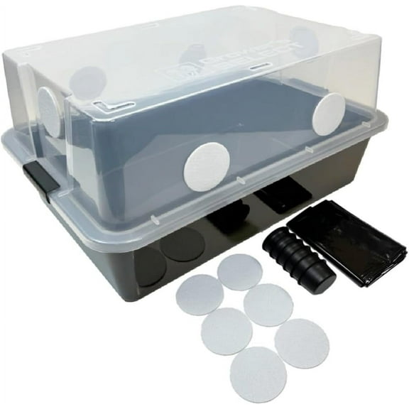 Grower's Select 66Q Large Mushroom Monotub Fruiting Chamber with Filter Disks and Liner