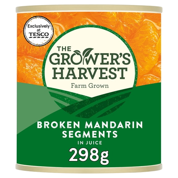 Growers Harvest Broken Mandarin Segments in Juice 298g, Imported from Britain