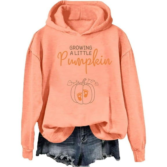 Growing A Little Pumpkin Sweatshirt Hoodie Maternity Sweatshirt, Fall Pregnancy Announcement Long Sleeve Shirts