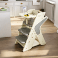 thumbnail image 1 of Growing Up Dining Chair, Adjustable Height Toddler Tower, 3-in-1 Baby High Chair for Eating and Feeding, Kids Stool with Non-Slip Surface, Easy to Clean, Grey+White, 1 of 9