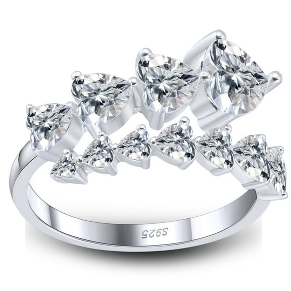 Growing Heart Wrap Engagement Ring for Women 8A Cubic Zirconia Sterling Silver Adjustable Wedding Band by Ginger Lyne