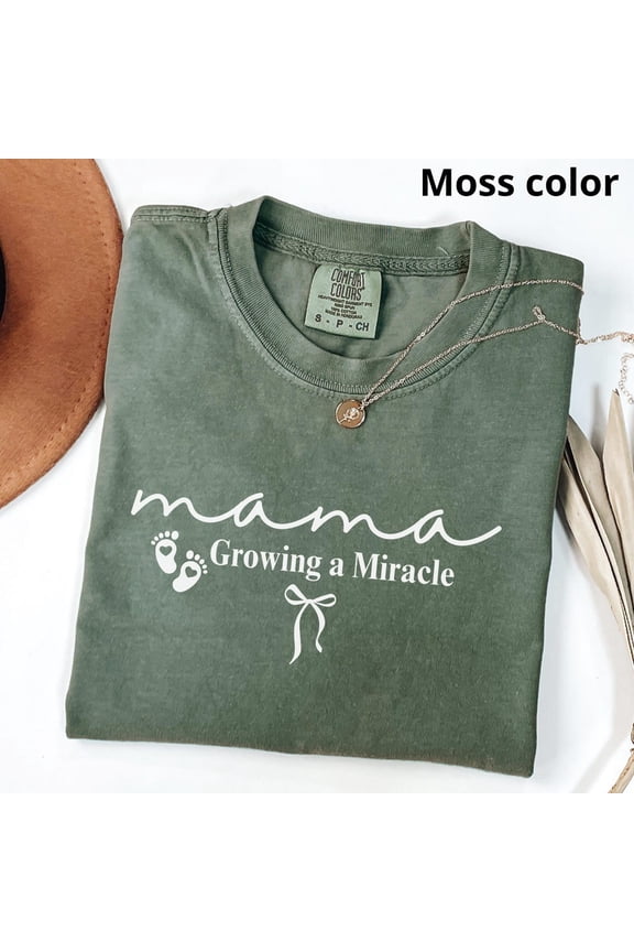Growing Miracle Pregnancy Announcement Spring Baby Reveal Maternity Expecting Mom Est T-Shirt All Size S-3XL