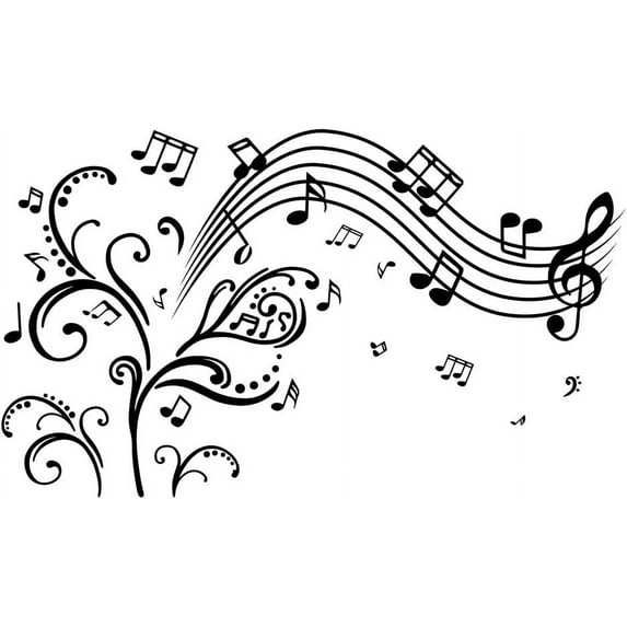 Growing Music Tree Music Notes Wall Sticker Creative Music Notes Notation Vinyl Wall Stickers for Classroom Kids Music Studio Dance Room Bedroom Art Decor Wall Sticker Vinyl Transfer White
