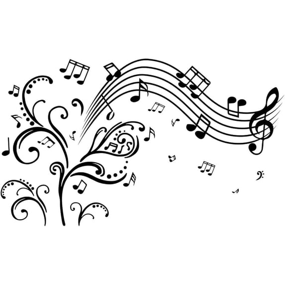 Growing Music Tree Music Notes Wall Sticker Creative Music Notes Notation Vinyl Wall Stickers for Classroom Kids Music Studio Dance Room Bedroom Art Decor Wall Sticker Vinyl Transfer