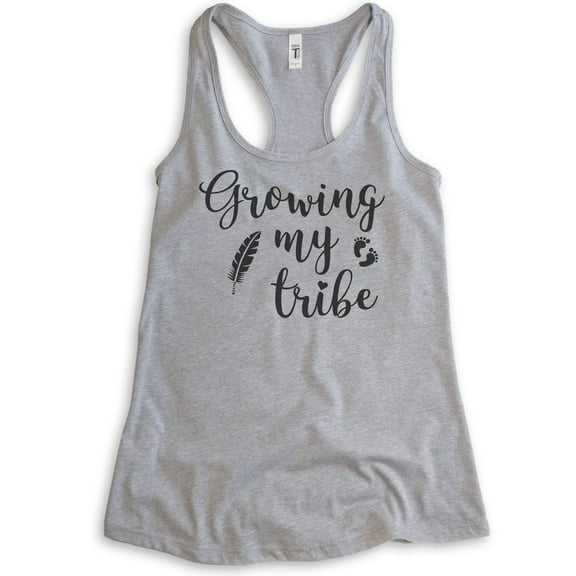 Growing My Tribe Tank Top, Ladies Racerback Tank Top, Pregnancy Tank, New Mom Tank, Baby Announcement Tank, Heather Gray, Small