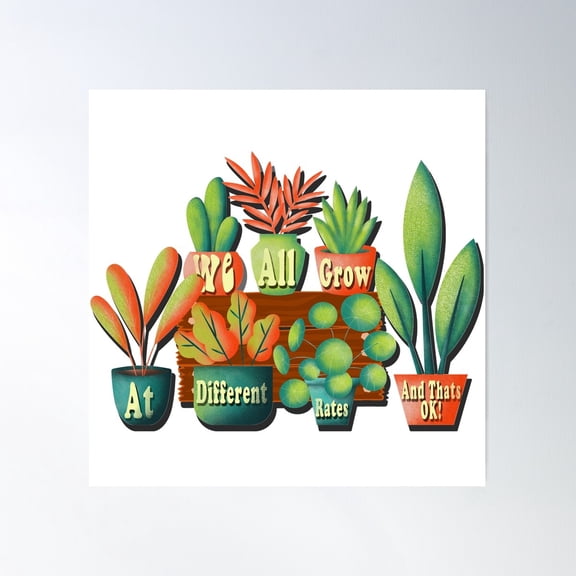 Growing Plants In Different Rates Poster Wall Art, Modern Wall Decor For Living Room Bedroom, 16x16 UNFRAMED