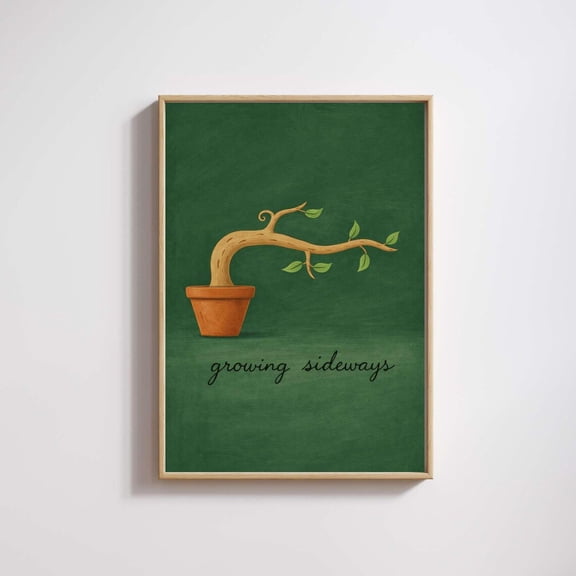 Growing Sideways Botanical Wall Art Print, Unframed Paper Poster 8x10in