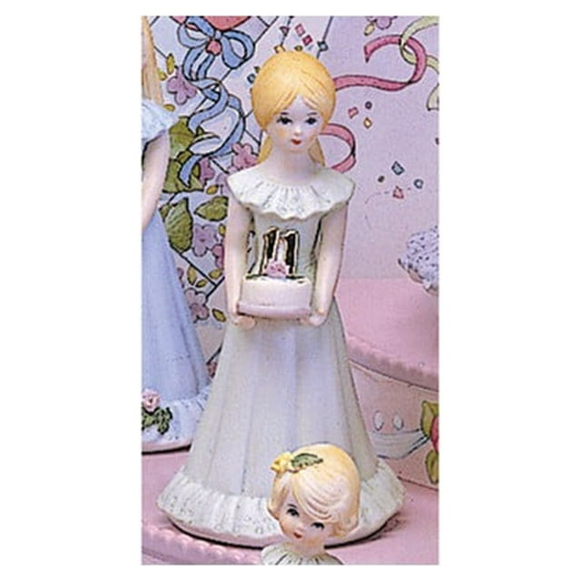 Growing Up Birthday Girls Blonde Age 11 Porcelain Bisque Figurine Q-GL638